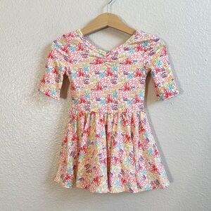 NWT Dot Dot Smile Multi Color Bow Twirl Dress Built In Onesie Baby Girl 12-24M